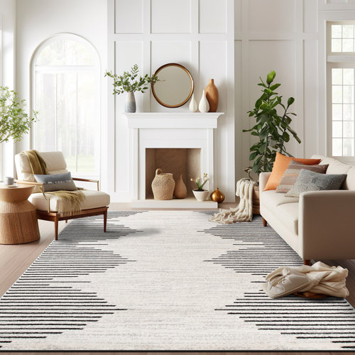 Foundstone™ Phoebe Geometric Machine Made Polypropylene Area Rug in
